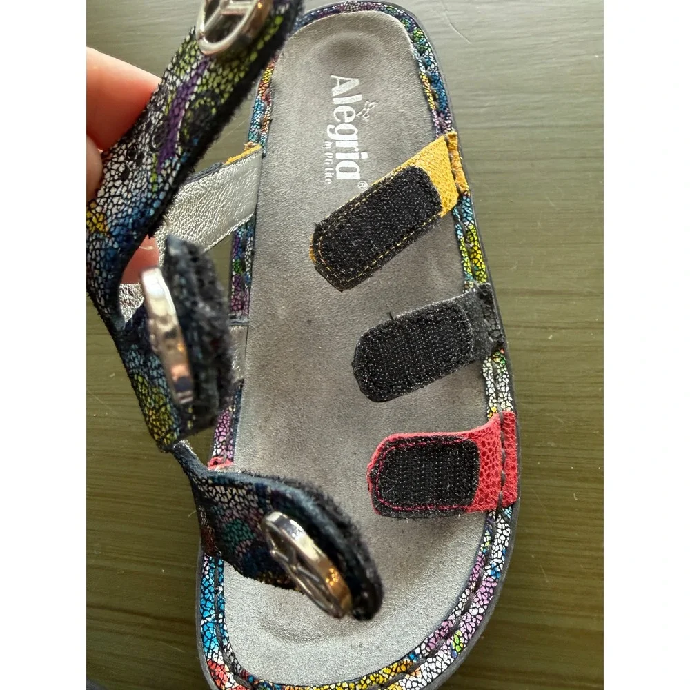 Alegria Women's Sandals Size‎ 36 Multi Color Floral Peace Sign Hippie chic